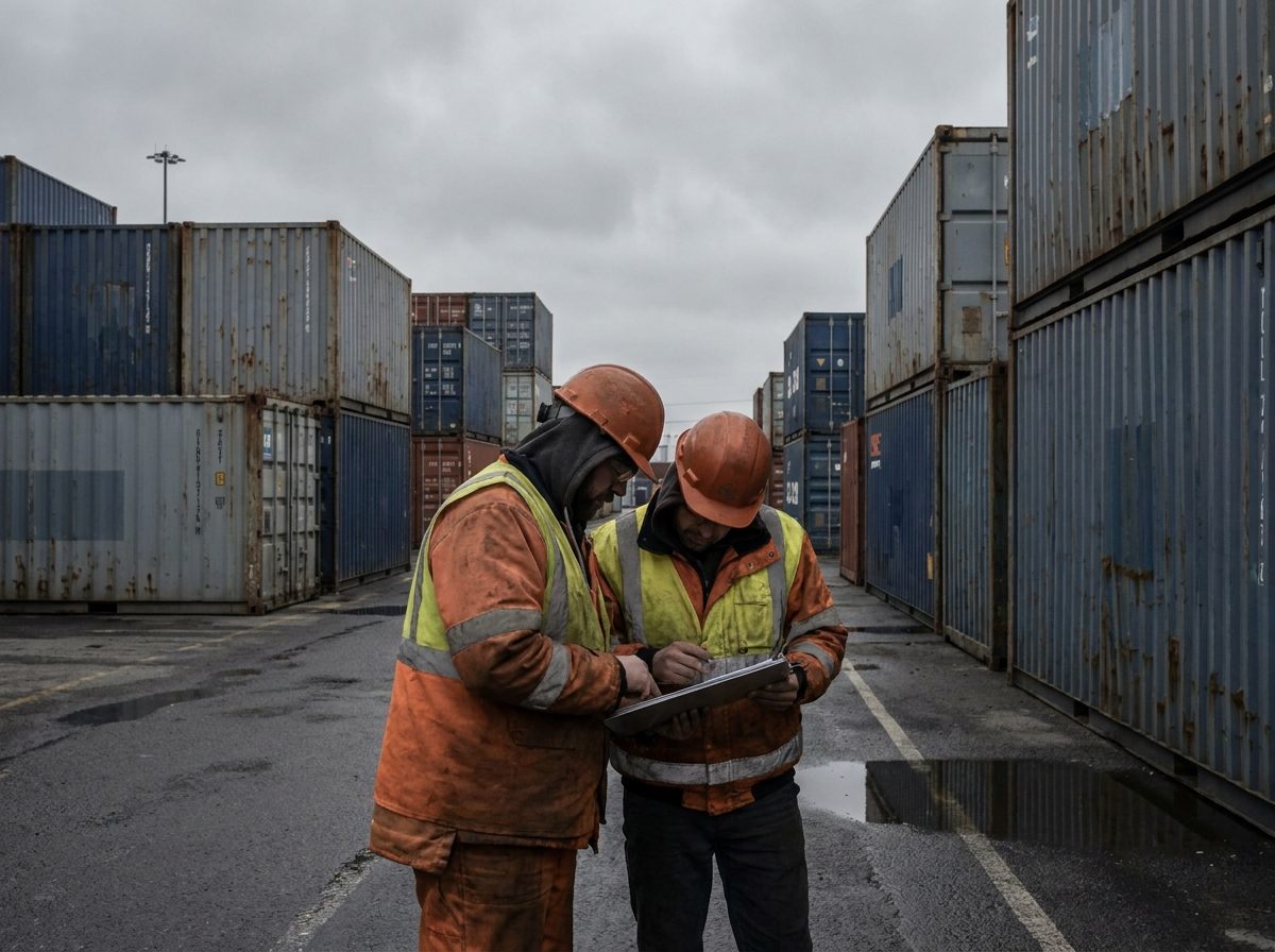 Container terminal gate where cargo enters the logistics chain